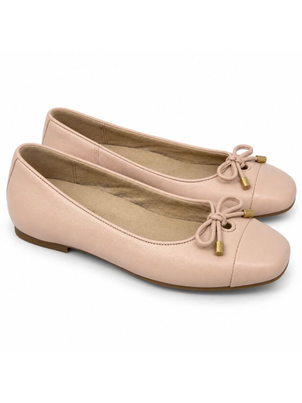Vionic Klara Cameo Rose Leather Ballet Flats Womens 6 WIDE Arch Support Comfort
